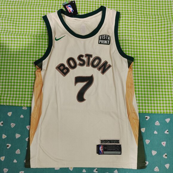 Boston Celtics Jaylen Brown #7 Cream Jersey - Picture 1 of 8